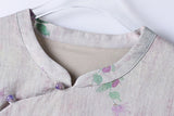 Heloise Immaculate Mandarin Collar Floral Ramie Cheongsam Qipao Dress