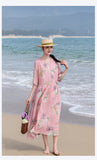 Elara Celestial Irregular Hem Floral Ramie Cheongsam Qipao Dress