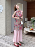 Ruby 2-Piece Floral Print Vest Set Cheongsam