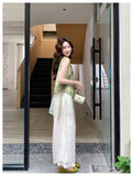 Sofia 2-Piece Printed Vest Wide-Leg Pants Cheongsam