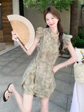 Jade 2-Piece Jacquard Ruffle Cheongsam Set