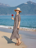 Taya Deep Space Gray Lace Cheongsam Dress