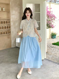 Gardenia 2-Piece Jacquard Short-Sleeve Cheongsam Set
