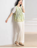 Beauty 2-Piece Green Wide-Leg Cheongsam Set
