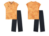 Emma 2-Piece Green Brown Pattern Cheongsam Set
