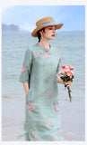 Bryony Luxe Lotus Koi Embroidered Cheongsam Qipao Dress