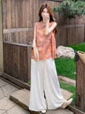 Freesia 2-Piece Orange Frog Button Cheongsam Top