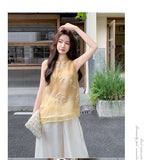 Elisabetta 2-Piece Embroidered Sleeveless Cheongsam Set