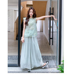 Ingrid 2-Piece Green Embroidered Cheongsam Set