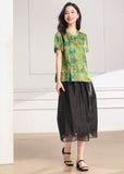 Glimmer Green Blue Pattern Cheongsam Top