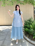 Gladiolus 2-Piece Green Embroidered Cheongsam Set