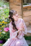 Sunflower 2-Piece Gradient Peach Pink Cheongsam Top