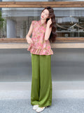 Nerida 2-Piece Printed Vest Cheongsam Set