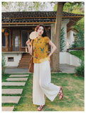 Crystal 2-Piece Printed Mandarin Collar Cheongsam Set