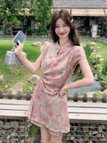 Velvet 2-Piece Floral Print Cheongsam Set