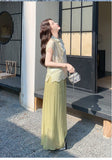 Sabella 2-Piece Green Jacquard Cheongsam Set