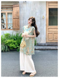 Queen 2-Piece Floral Print Cheongsam Top