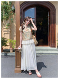 Spica 2-Piece Floral Pleated Cheongsam Set