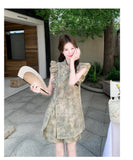 Jade 2-Piece Jacquard Ruffle Cheongsam Set