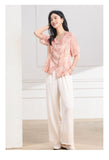 Betelgeuse 2-Piece Green Pink Wide-Leg Cheongsam Set