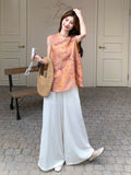Freesia 2-Piece Orange Frog Button Cheongsam Top