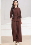 Onyx 2-Piece High Gray Wide-Leg Cheongsam Set