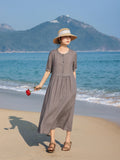 Taya Deep Space Gray Lace Cheongsam Dress