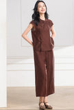 Odette 2-Piece Rose Brown Red Cheongsam Set
