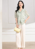 Betelgeuse 2-Piece Green Pink Wide-Leg Cheongsam Set