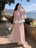 Tulle 2-Piece Dyed Top Cheongsam Set