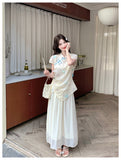 Countess 2-Piece Embroidered Lace Cheongsam Set