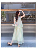Elle 2-Piece Light Green Embroidered Cheongsam Set