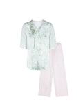 Betelgeuse 2-Piece Green Pink Wide-Leg Cheongsam Set