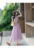 Equinox 2-Piece Purple Short-Sleeve Cheongsam Set