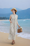 Chrysanthemum Rain Dew Cashew Embroidered Cheongsam Dress