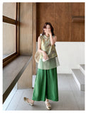 Geranium 2-Piece Butterfly Print Mesh Cheongsam Set