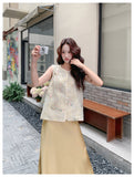 Castle 2-Piece Embroidered Vest Set Cheongsam