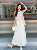 Josephina 2-Piece Embroidered Vest Skirt Set Cheongsam