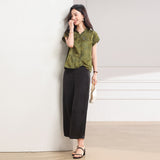 Hortensia 2-Piece Yellow Green Pattern Cheongsam Set