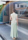 Majesty 2-Piece Embroidered Satin Cheongsam Set