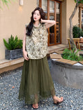 Johanna 2-Piece Vintage Print Vest Set Cheongsam