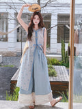 Carnation Charismatic Light Blue Lace Blouse Set Layered Qipao Set