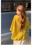 Serenity Yellow Butterfly Print Cheongsam Top