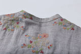 Sky Woven Gray Embroidered Cheongsam Dress