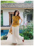 Crystal 2-Piece Printed Mandarin Collar Cheongsam Set