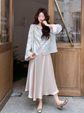 Vera Lavish Modern Cheongsam Jacket Suspender Skirt Qipao Set