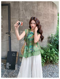 Zen 2-Piece Printed Top and Pants Set Cheongsam