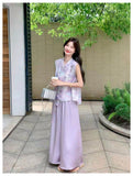 Honoria 2-Piece Purple Casual Cheongsam Set