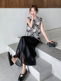 Melinda 2-Piece Black Lace Embroidered Cheongsam Set