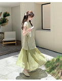 Elegance 2-Piece Green Jacquard Cheongsam Set